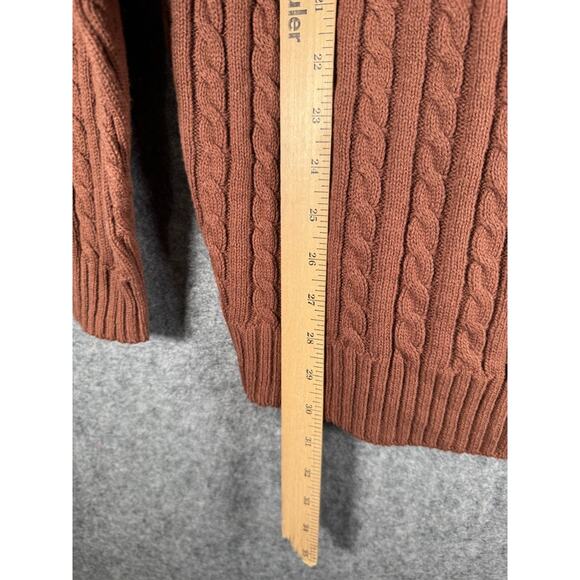 BP Sweater Women Small Brown V Neck Cable Knit Oversized Preppy Academia Pullove - Picture 6 of 8